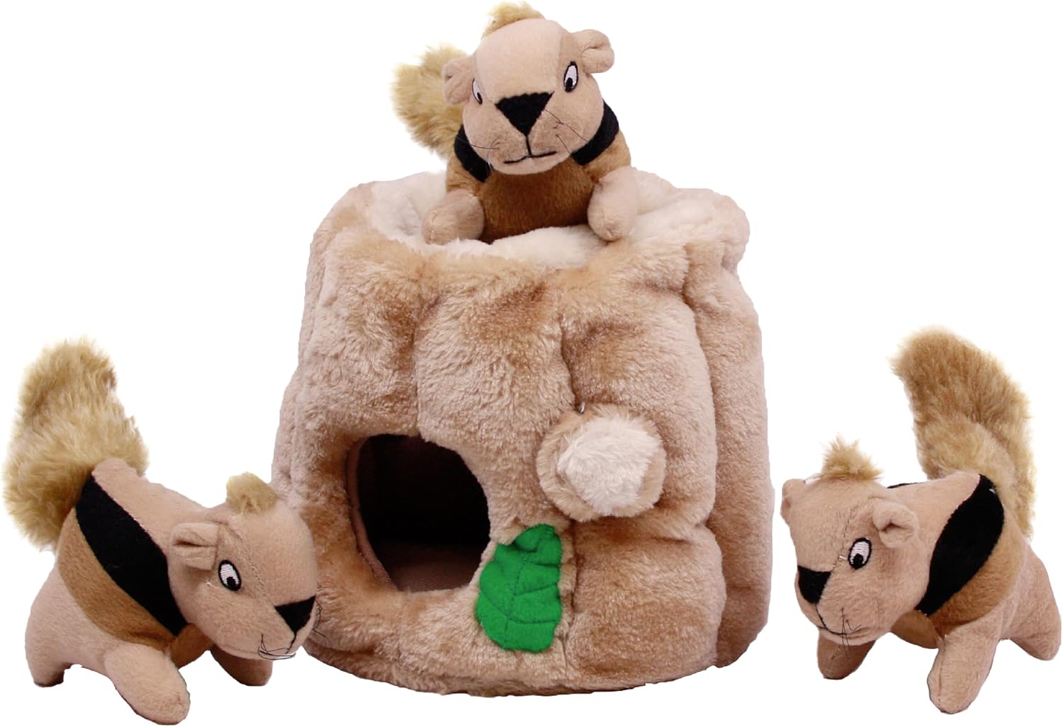 Outward Hound Hide-A-Squirrel Plush Squeaky Dog Toy, Medium
