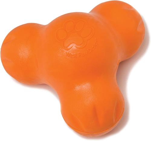 WEST PAW Zogoflex Tux Interactive Treat Dispensing Dog Chew Toy for Aggressive Chewers, 100% Guaranteed Tough, It Floats!, Made in USA, Small, Tangerine
