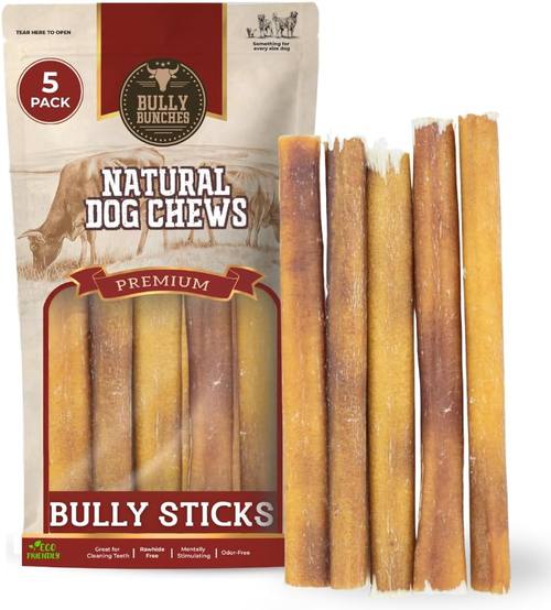 Bully Bunches Premium (6" Standard - 5 Pack) Odor-Free Bully Sticks for Small to Medium Dogs &amp; Puppies - Consistently Sized, Long Lasting Chews for Oral Care - All Natural, 100% Beef Dog Treats : Pet Supplies