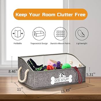 Thankspaw Dog Toy Basket, Storage Bin, Collapsible Box for Pet Accessories |...