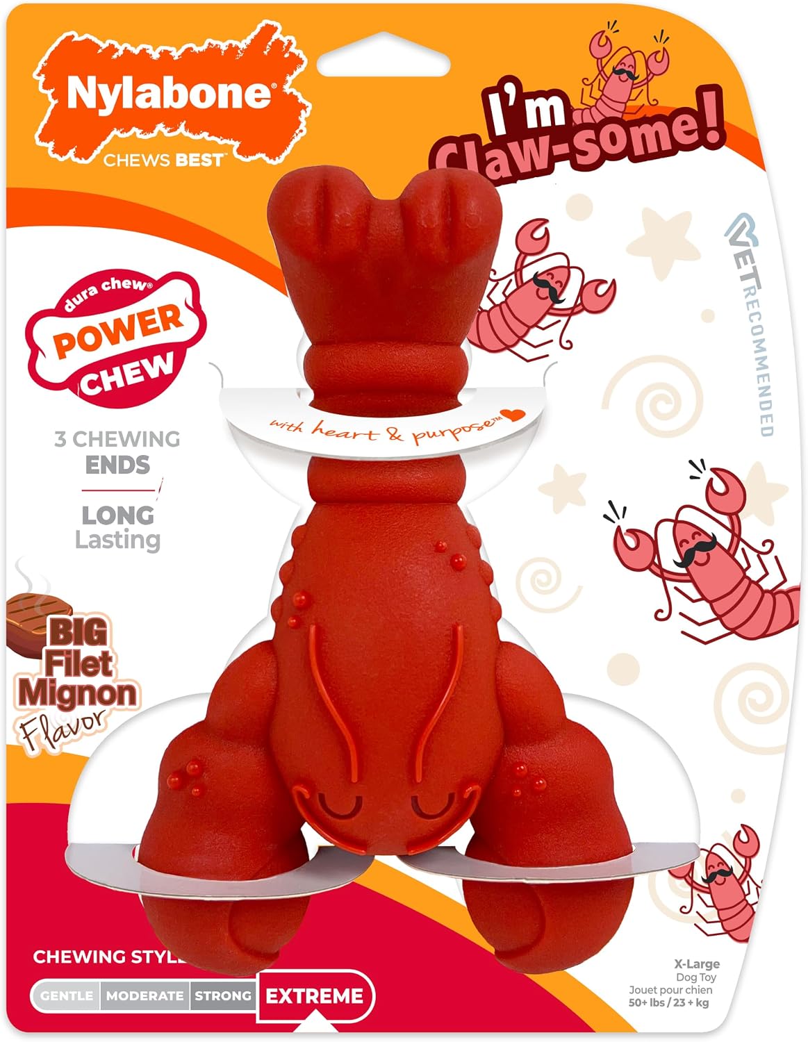 Nylabone Lobster Power Chew Toy for Dogs, Dog Toys for Aggressive Chewers
