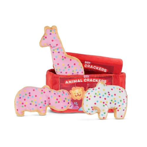 BarkBox Animal Squeakers 4-in-1 Interactive Plush Dog Toy