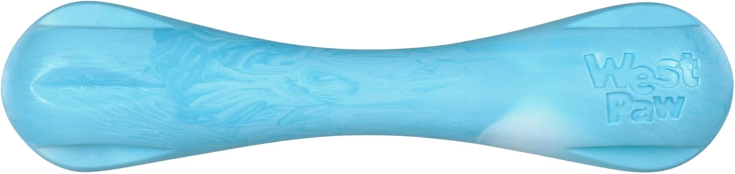 WEST PAW Zogoflex Hurley Dog Bone Puppy Chew Toy – Floatable Puppy Toys for High-Energy Play, Aggressive Chewers, Catch, Fetch – Recyclable, Dishwasher-Safe, Non-Toxic, Large, Aqua Swirl